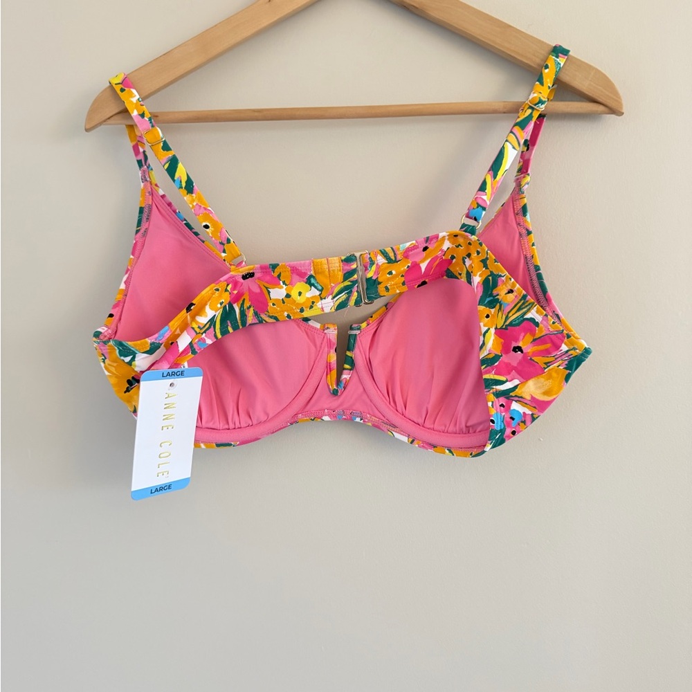 Anne Cole Large Ltd Edition Floral Swimsuit V-Wire Top Convertible Bottom 2PC - Picture 4 of 10